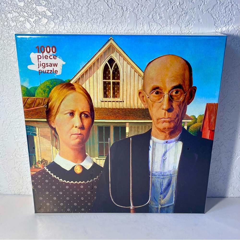 American Gothic Grant Wood Iconic Art 1000 Piece Jigsaw Puzzle 29"x20" NEW!